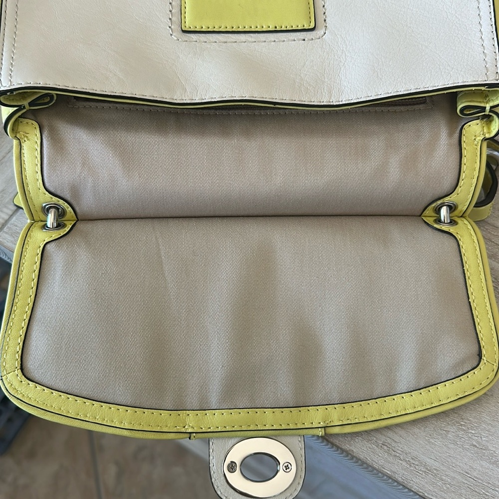 Coach Top Handle Crossbody 23409 Purse Yellow Parchment Legacy - Picture 11 of 14